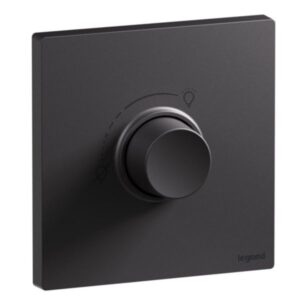 Galion Up - Công tắc điều chỉnh độ sáng đèn sợi đốt 1 cổng 60-400W màu bạc tối - Điều chỉnh góc pha cắt đầu/cuối - Lắp âm tường IP20 - Điều khiển bằng nút xoay