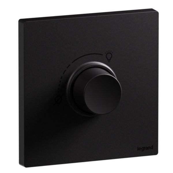Galion Up - Công tắc điều chỉnh độ sáng đèn sợi đốt 1 cổng 60-400W màu than chì - Hoạt động bằng nút xoay - Lắp âm tường IP20 - Đầu nối bắt vít