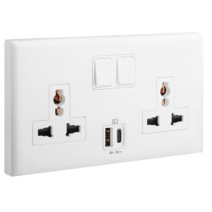 Ổ cắm đôi đa năng có USB sạc type-A&C Eloe 618055