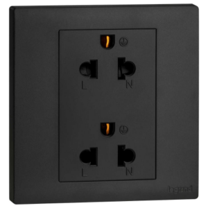 Ổ cắm đôi 3 chấu- Obria Black Mã: MEC31049BL