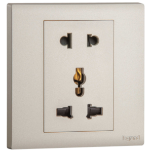 Ổ cắm đơn 2 chấu + đơn đa năng- Obria Champagne Mã: MEC31051CH