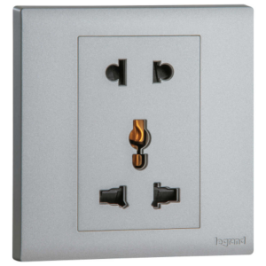 Ổ cắm đơn 2 chấu + đơn đa năng- Obria Dark Silver Mã: MEC31051SL