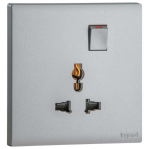 Ổ cắm đơn đa năng có công tắc - Obria Dark Silver Mã: MEC32045SL